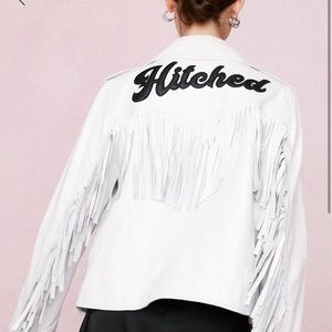Nasty gal hitched jacket S white bridal bachelorette